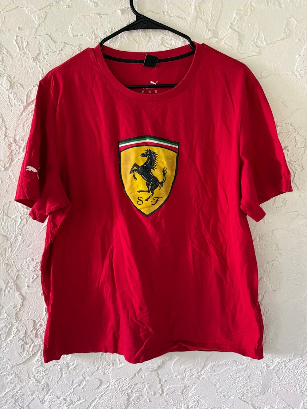 Ferrari x Puma Red Short Sleeve Tee with Yellow Shield Logo
